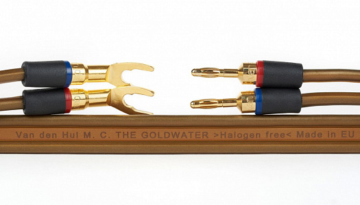 Плоский двужильный акустический кабель в нарезку Van den Hul The Goldwater. Цвет оплетки золотистый. Цена за 1 метр.
