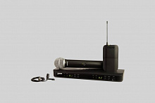 Двухканальная радиосистема с ручным передатчиком PG58 и петличным микрофоном CVL-B/C Shure BLX1288E.