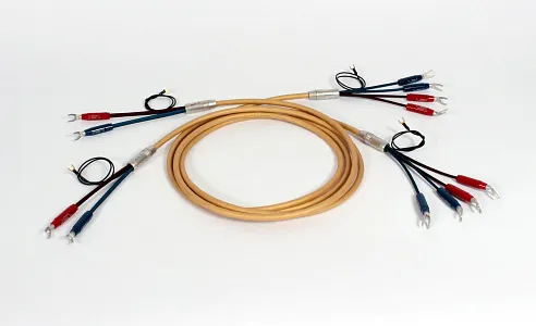 Акустический кабель  Van den Hul Mounted set 3T The Air. 2,5 метра пара. Разъем BERRI bi-amping  (4-4) Цвет: золотой